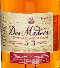 Dos Maderas 5 + 3 Double Aged Rum -Spirituosengeschäft dos maderas 5 3 double aged rum 07 liter 3
